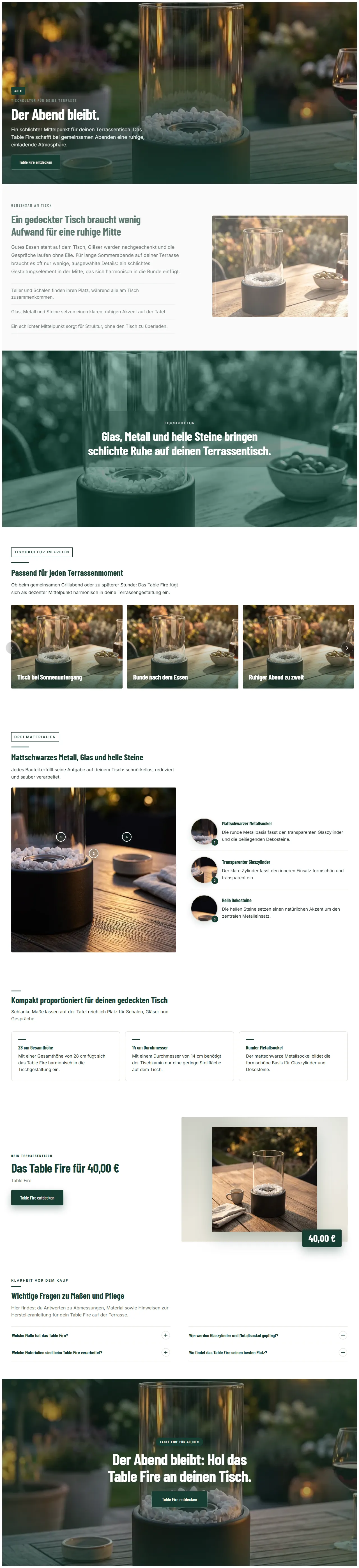 Landingpage „Der Abend bleibt.“ auf dem Desktop