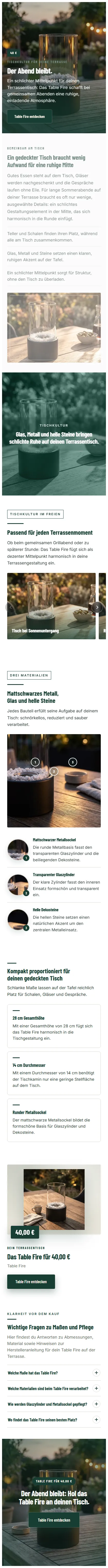 Landingpage „Der Abend bleibt.“ auf dem Handy