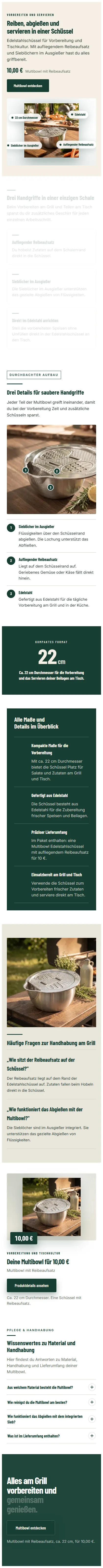 Landingpage „Vorbereiten und servieren.“ auf dem Handy