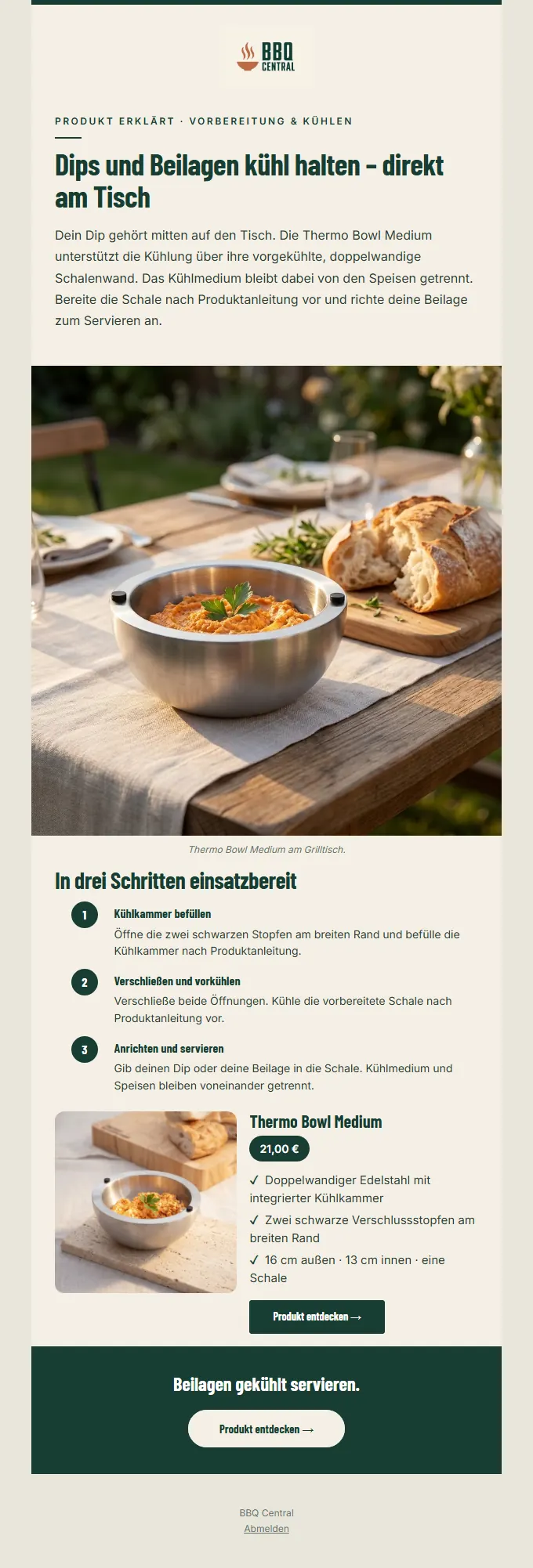 Newsletter „Beilagen gekühlt servieren“ aus dem Newsletter Studio