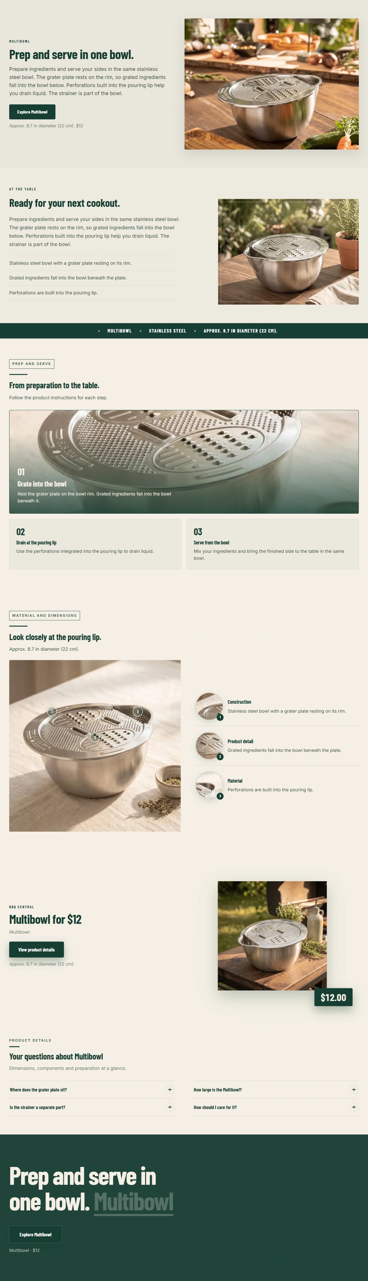 Landing page for Multibowl