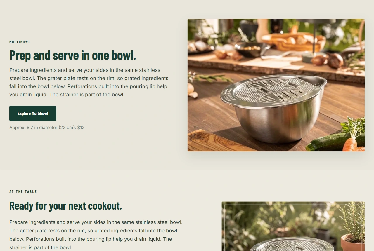 Multibowl landing page before transfer to the shop