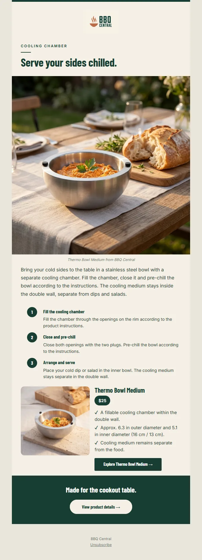 Newsletter “Serve your sides chilled.” from Newsletter Studio