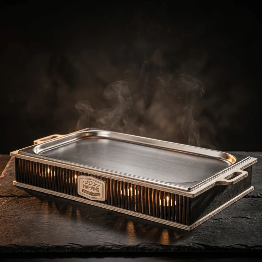 Studio-Produktbild einer Hotty-BBQ-Warmhalteplatte
