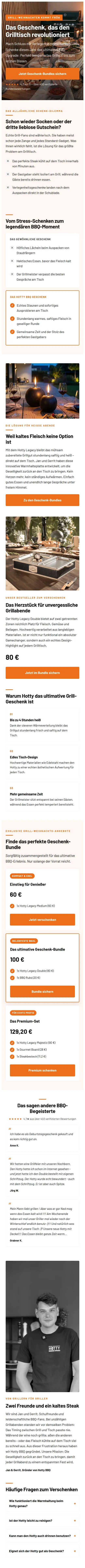 Mobile Ansicht einer Hotty-BBQ-Landingpage aus dem Mantral Landingpage Studio