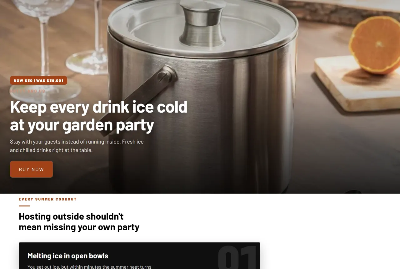 Hero of a landing page created in Mantral Landing Page Studio for Hotty BBQ